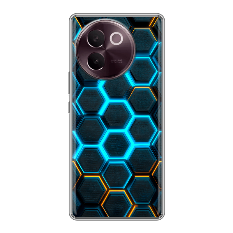 Силиконовый чехол на Vivo V30e с принтом Неоновые соты Силиконовый чехол на Vivo V30e с принтом Неоновые соты