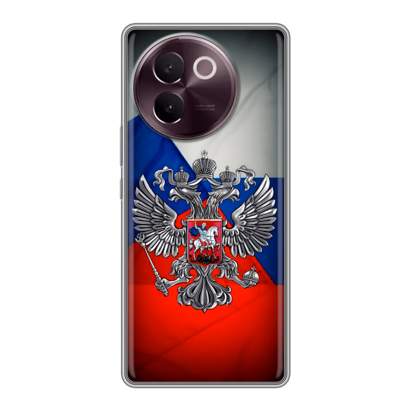 Силиконовый чехол на Vivo V30e с принтом Флаг России Силиконовый чехол на Vivo V30e с принтом Флаг России