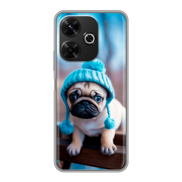 Силиконовый чехол на RedMi 13 4G с принтом Мопс в шапке