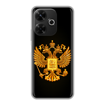 Силиконовый чехол на RedMi 13 4G с принтом Герб России желтый