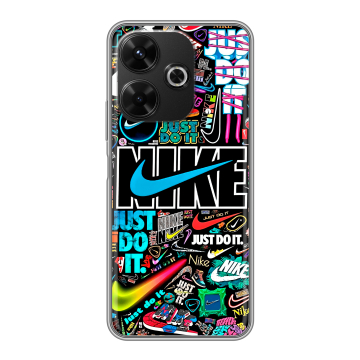 Силиконовый чехол на RedMi 13 4G с принтом найк nike черный