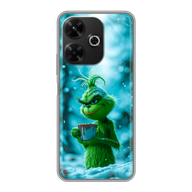 Силиконовый чехол на RedMi 13 4G с принтом Новый год гринч Силиконовый чехол на RedMi 13 4G с принтом Новый год гринч