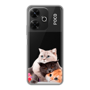 Силиконовый чехол на Poco M6 4G с принтом Кошки Силиконовый чехол на Poco M6 4G с принтом Кошки
