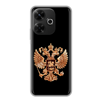 Силиконовый чехол на Poco M6 4G с принтом Герб России золотой Силиконовый чехол на Poco M6 4G с принтом Герб России золотой