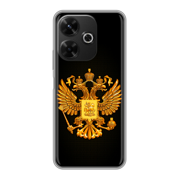 Силиконовый чехол на Poco M6 4G с принтом Герб России желтый Силиконовый чехол на Poco M6 4G с принтом Герб России желтый
