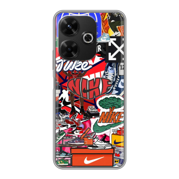 Силиконовый чехол на Poco M6 4G с принтом Найк Nike яркий Силиконовый чехол на Poco M6 4G с принтом Найк Nike яркий