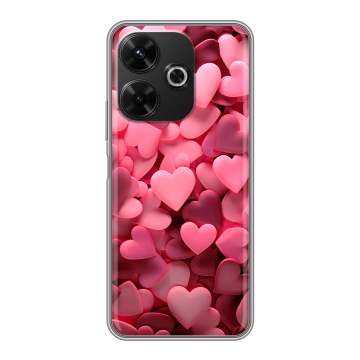 Силиконовый чехол на Poco M6 4G с принтом розовые сердечки Силиконовый чехол на Poco M6 4G с принтом розовые сердечки
