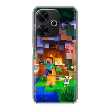 Силиконовый чехол на Poco M6 4G с принтом Майнкрафт Minecraft Силиконовый чехол на Poco M6 4G с принтом Майнкрафт Minecraft