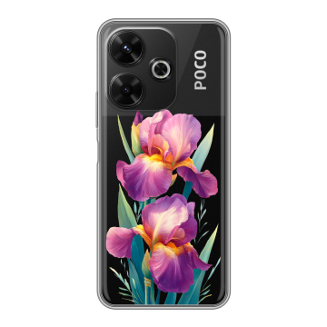 Силиконовый чехол на Poco M6 4G с принтом Цветы орхидеи Силиконовый чехол на Poco M6 4G с принтом Цветы орхидеи