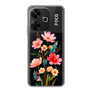 Силиконовый чехол на Poco M6 4G с принтом Цветы Силиконовый чехол на Poco M6 4G с принтом Цветы