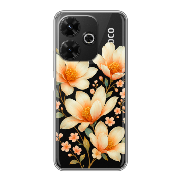 Силиконовый чехол на Poco M6 4G с принтом Цветы Силиконовый чехол на Poco M6 4G с принтом Цветы
