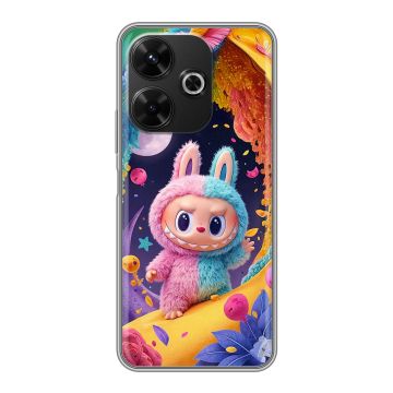 Силиконовый чехол на Poco M6 4G с принтом Labubu Лабубу
