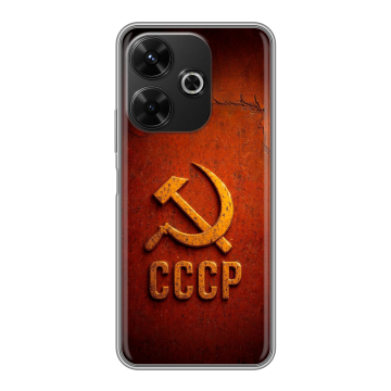 Силиконовый чехол на Poco M6 4G с принтом Флаг Герб СССР Силиконовый чехол на Poco M6 4G с принтом Флаг Герб СССР