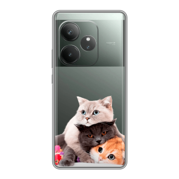 Силиконовый чехол на Realme GT 6 с принтом Кошки