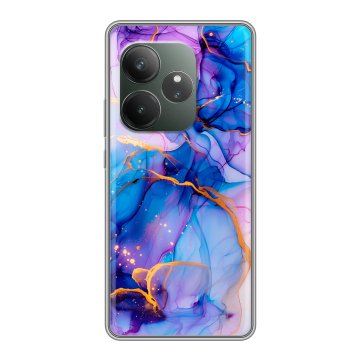 Силиконовый чехол на Realme GT 6 с принтом синий мрамор