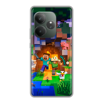 Силиконовый чехол на Realme GT 6 с принтом Майнкрафт Minecraft Силиконовый чехол на Realme GT 6 с принтом Майнкрафт Minecraft