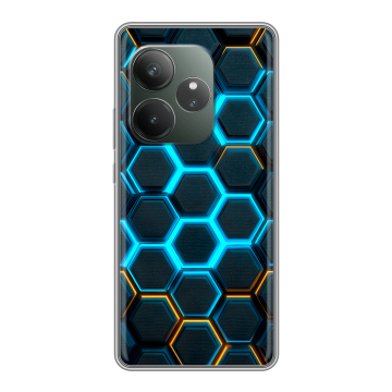Силиконовый чехол на Realme GT 6 с принтом Неоновые соты