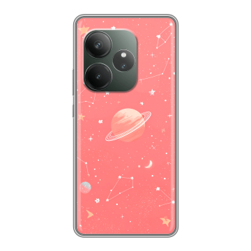 Силиконовый чехол на Realme GT 6 с принтом Розовый космос