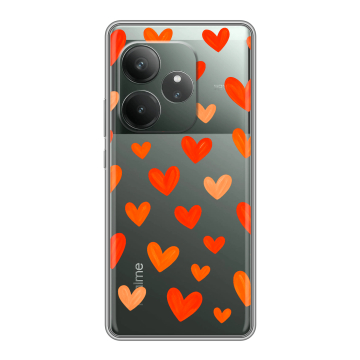 Силиконовый чехол на Realme GT 6 с принтом Сердечки