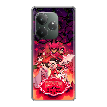 Силиконовый чехол на Realme GT 6 с принтом Hazbin Hotel Отель Хазбин