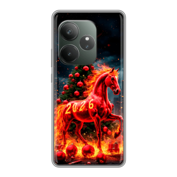 Силиконовый чехол на Realme GT 6 с принтом Новый год