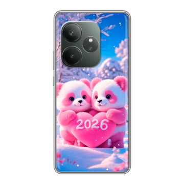 Силиконовый чехол на Realme GT 6 с принтом Новый год