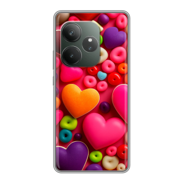 Силиконовый чехол на Realme GT 6T с принтом Сердечки Силиконовый чехол на Realme GT 6T с принтом Сердечки