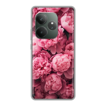 Силиконовый чехол на Realme GT 6T с принтом цветы пионы