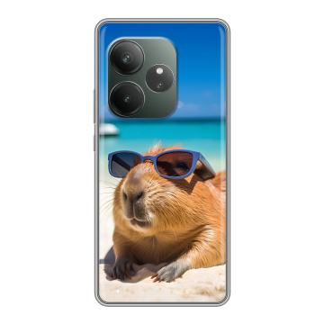 Силиконовый чехол на Realme GT 6T с принтом Капибара