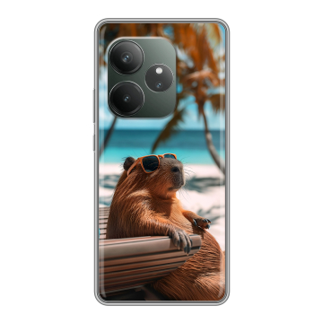 Силиконовый чехол на Realme GT 6T с принтом Капибара