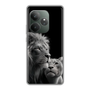 Силиконовый чехол на Realme GT 6T с принтом Лев кошки