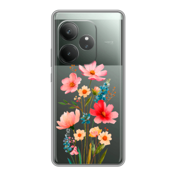 Силиконовый чехол на Realme GT 6T с принтом Цветы