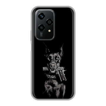 Силиконовый чехол на Honor 200 Lite с принтом Доберман и пистолет Силиконовый чехол на Honor 200 Lite с принтом Доберман и пистолет