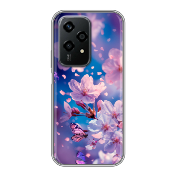 Силиконовый чехол на Honor 200 Lite с принтом цветы бабочки Силиконовый чехол на Honor 200 Lite с принтом цветы бабочки