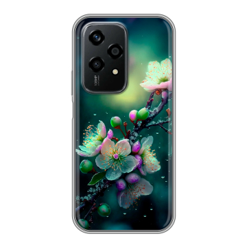 Силиконовый чехол на Honor 200 Lite с принтом Цветы и мрамор Силиконовый чехол на Honor 200 Lite с принтом Цветы и мрамор