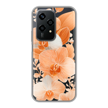Силиконовый чехол на Honor 200 Lite с принтом Бежевые цветы Силиконовый чехол на Honor 200 Lite с принтом Бежевые цветы