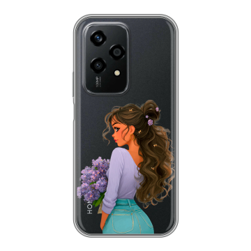 Силиконовый чехол на Honor 200 Lite с принтом девушка цветы