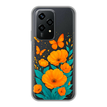Силиконовый чехол на Honor 200 Lite с принтом цветы бабочки