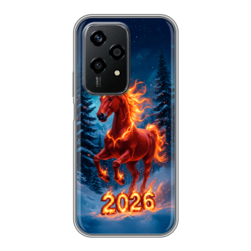 Силиконовый чехол на Honor 200 Lite с принтом Новый год коня