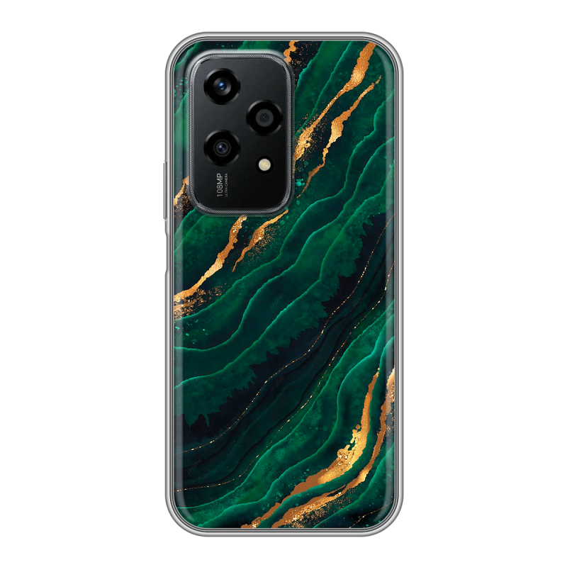 Силиконовый чехол на Honor 200 Lite с принтом Мрамор зеленое золото Силиконовый чехол на Honor 200 Lite с принтом Мрамор зеленое золото