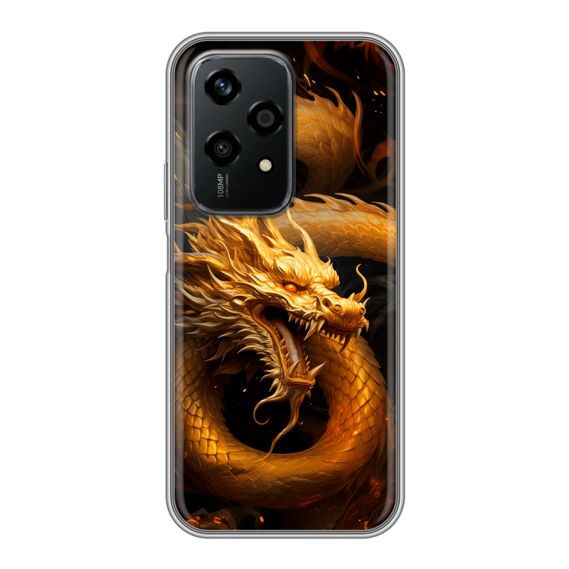 Силиконовый чехол на Honor 200 Lite с принтом Золотой дракон Силиконовый чехол на Honor 200 Lite с принтом Золотой дракон