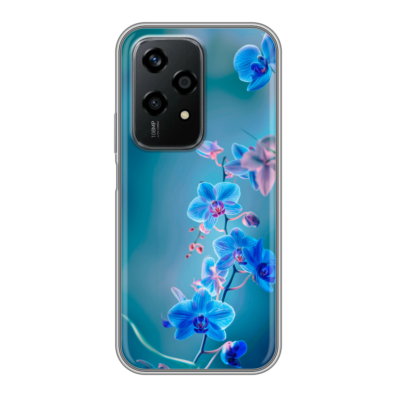 Силиконовый чехол на Honor 200 Lite с принтом Голубые цветы Силиконовый чехол на Honor 200 Lite с принтом Голубые цветы