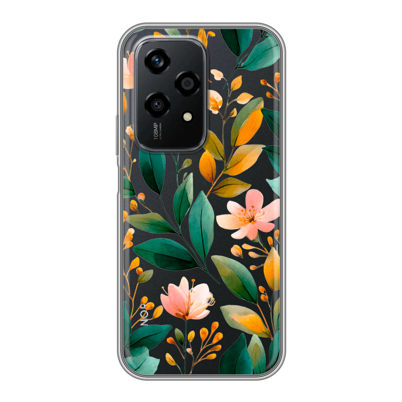 Силиконовый чехол на Honor 200 Lite с принтом Цветы паттерн Силиконовый чехол на Honor 200 Lite с принтом Цветы паттерн