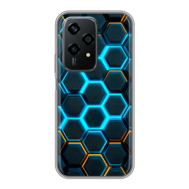 Силиконовый чехол на Honor 200 Lite с принтом Неоновые соты Силиконовый чехол на Honor 200 Lite с принтом Неоновые соты