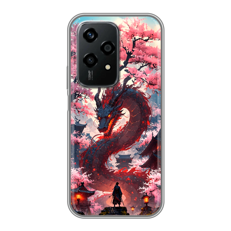 Силиконовый чехол на Honor 200 Lite с принтом Дракон Японский Силиконовый чехол на Honor 200 Lite с принтом Дракон Японский