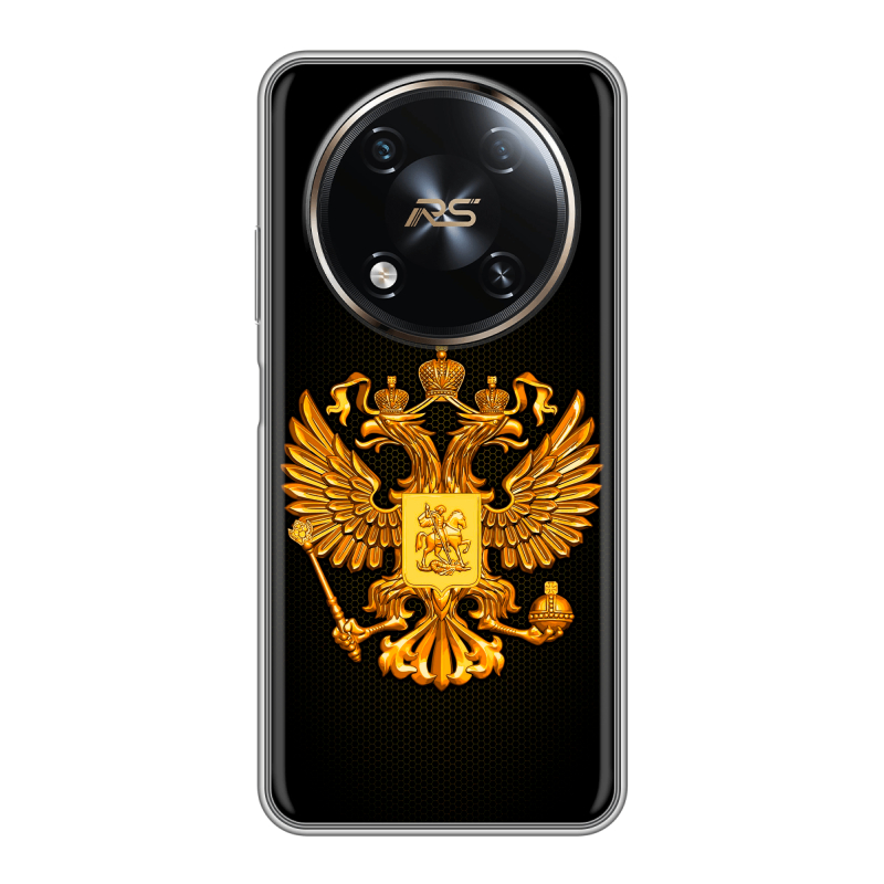Силиконовый чехол на Itel RS4 с принтом Герб России желтый Силиконовый чехол на Itel RS4 с принтом Герб России желтый