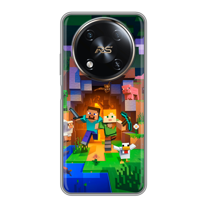 Силиконовый чехол на Itel RS4 с принтом Майнкрафт Minecraft Силиконовый чехол на Itel RS4 с принтом Майнкрафт Minecraft