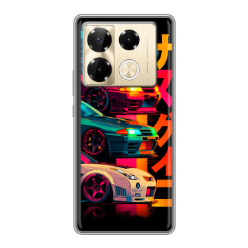 Силиконовый чехол на Infinix Note 40 Pro Plus 5G с принтом Гоночные машины