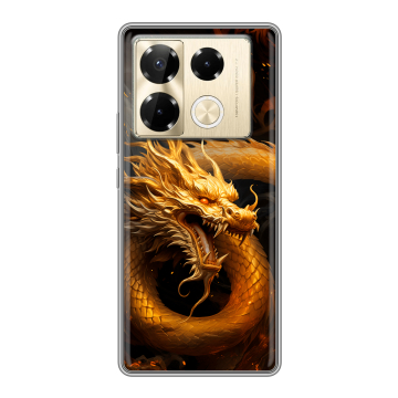 Силиконовый чехол на Infinix Note 40 Pro Plus 5G с принтом Золотой дракон Силиконовый чехол на Infinix Note 40 Pro Plus 5G с принтом Золотой дракон