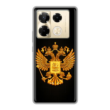 Силиконовый чехол на Infinix Note 40 Pro Plus 5G с принтом Герб России желтый